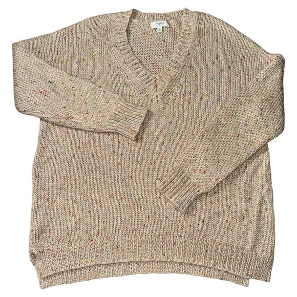 EUC HAYDEN LOS ANGELES WOMENS MEDIUM V-NECK TAN SWEATER WARM CHEAP SKI - Picture 2 of 4